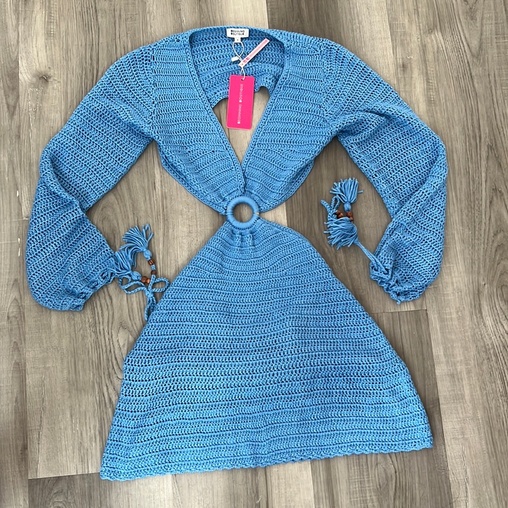 Beginning Boutique Blue Crochet Dress
